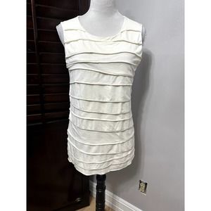 Ann Taylor Womens Tank Top White Sleeveless Stretch MicroModal M